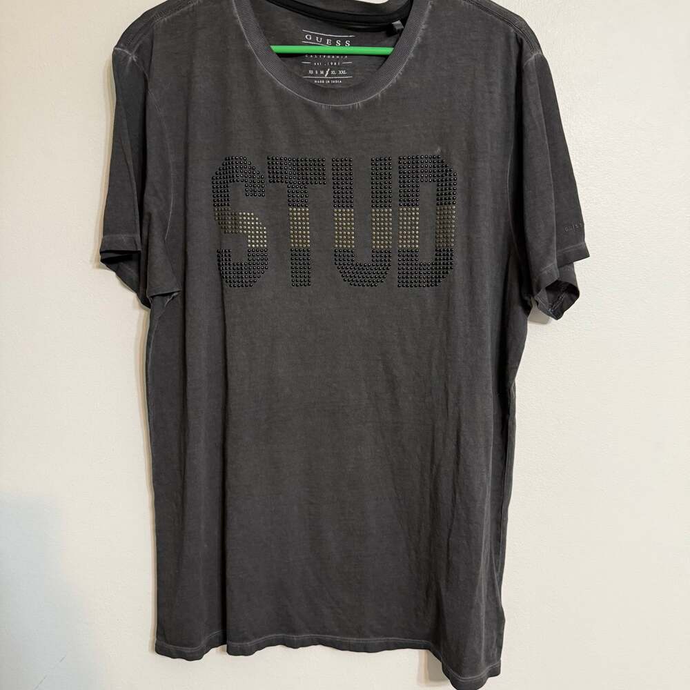 Guess Los Angeles Black Studded Logo Short Sleeve T-Shirt‎ NWT